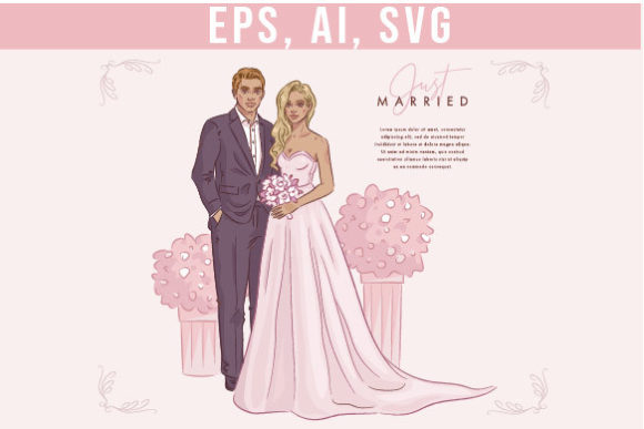 Timeless Romance: How a Wedding Couple Illustration Enhances Design