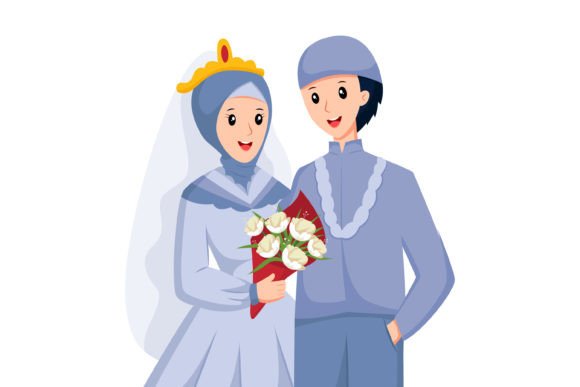 Wedding Couple with Flower Illustration: A Design Asset for Every Creator